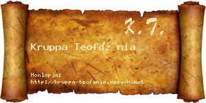 Kruppa Teofánia névjegykártya